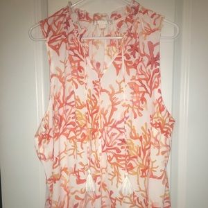 Coral sleeveless blouse